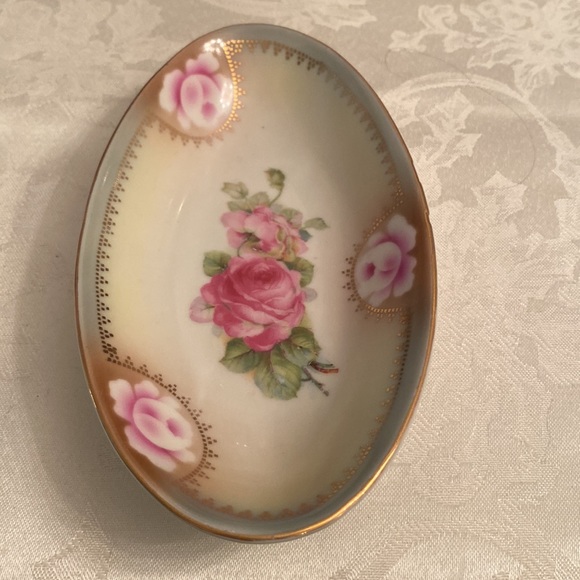 HAND PAINTED ROSE DISH - Picture 2 of 4